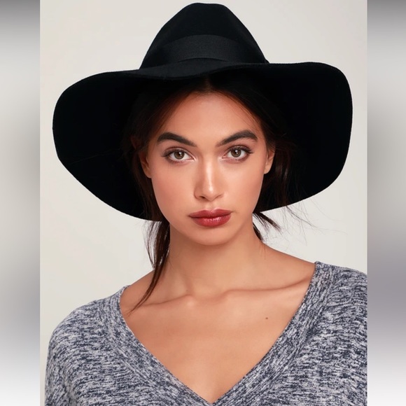 Brixton Piper Black Wool Floppy Brim Hat Size M NWT - Picture 2 of 14